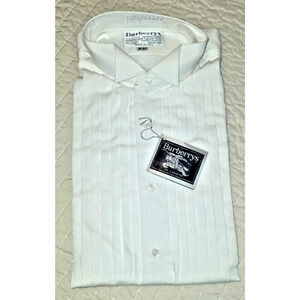 VTG NWT Burberrys Men’s White Tuxedo Dress Shirt Size 16x34 French Cuff Formal